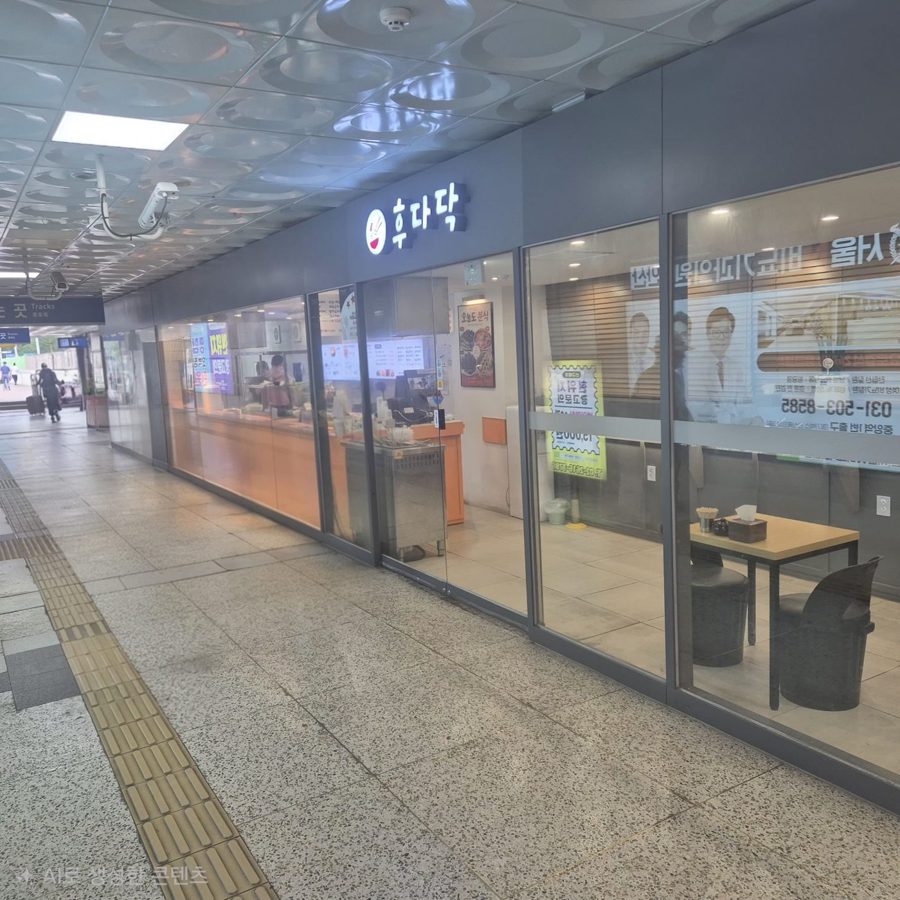 역사 통로에서 본 매장